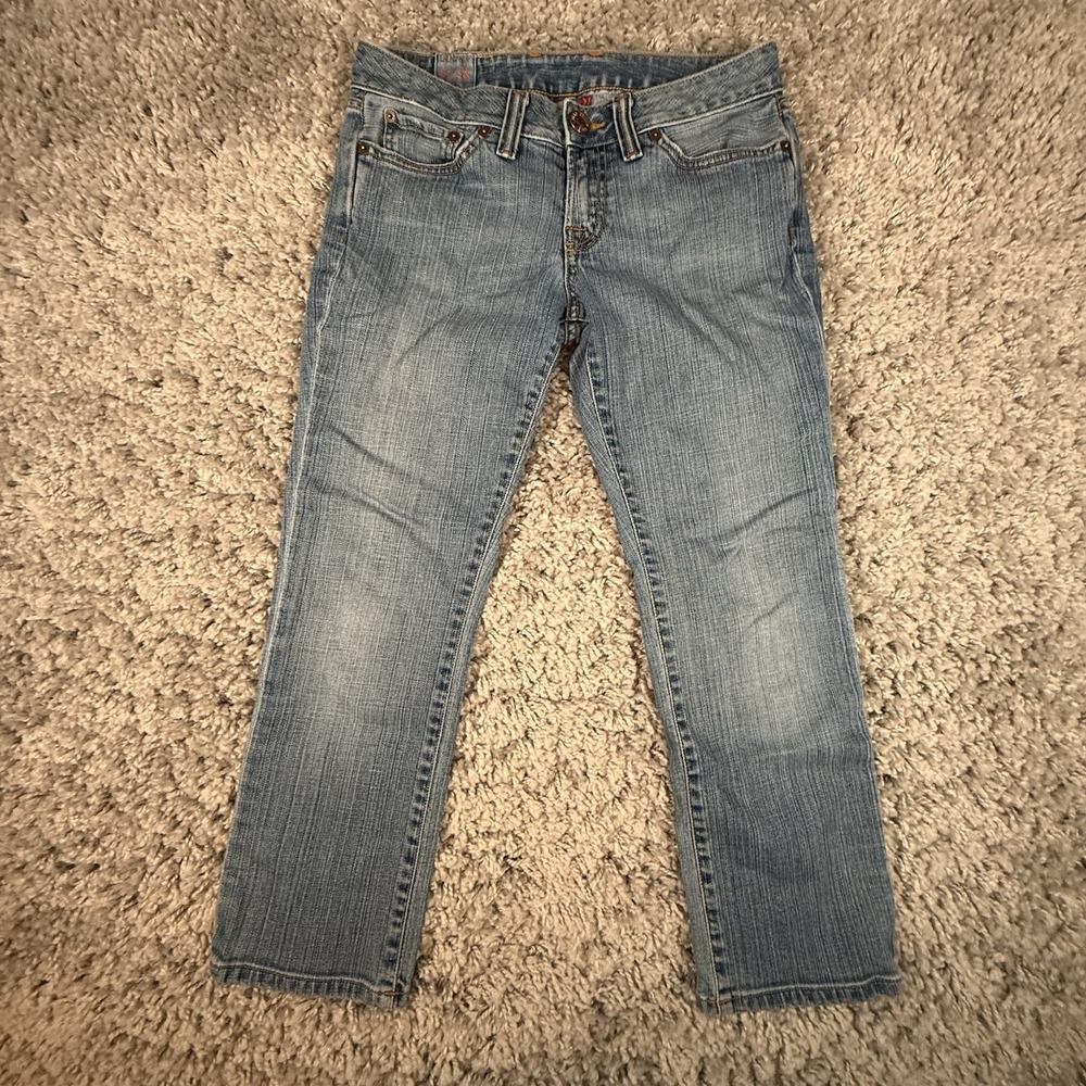 Lucky Brand Jeans Women's 6 Blue Low Rise Straight Leg Cropped Medium Wash Denim